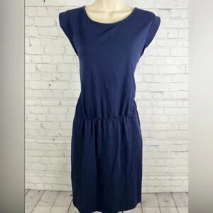 Boden Midi Navy Blue Empire Waist Short Sleeve with Pockets size 6L